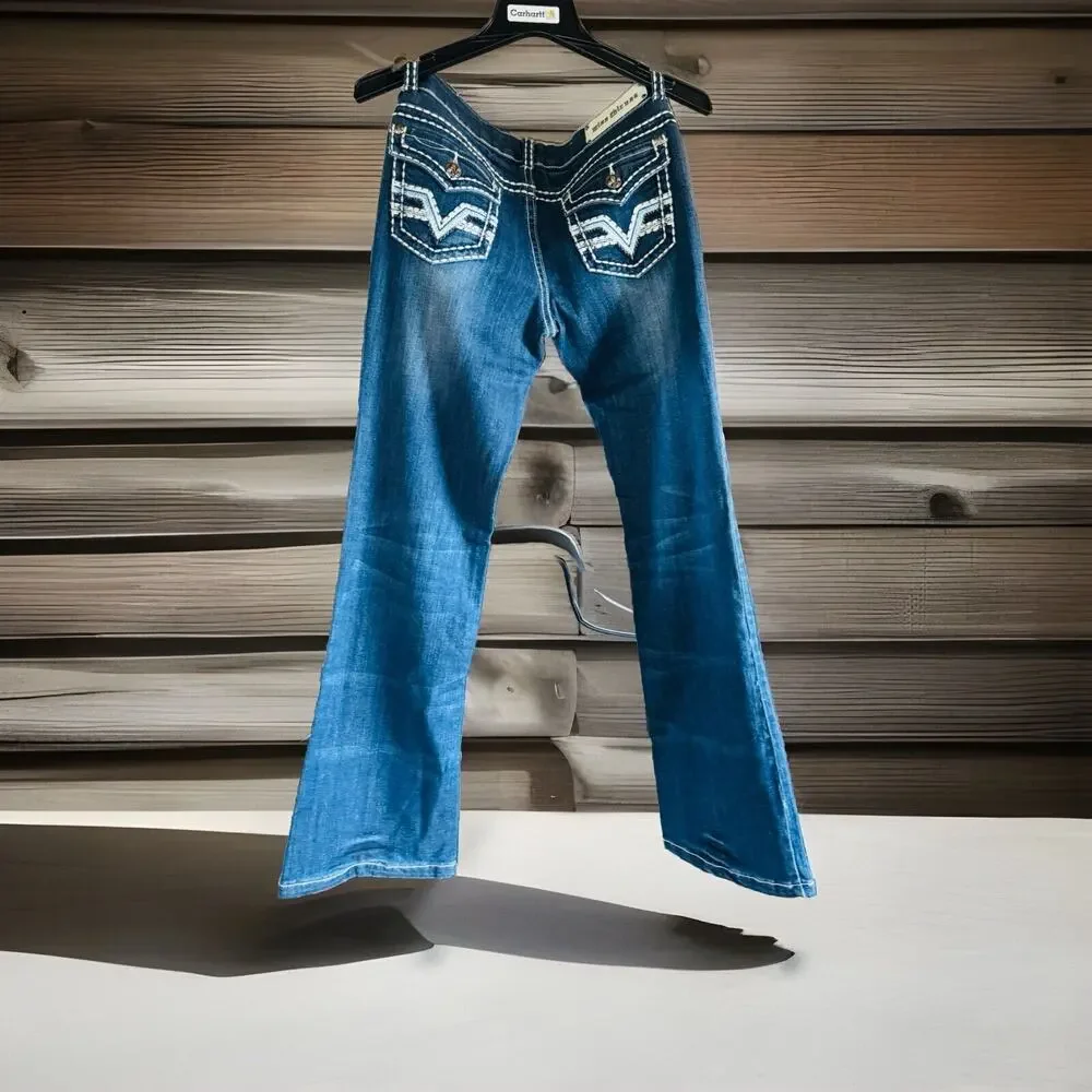 Miss Chic Womens Blue 5 Pocket Bootcut Jeans Size 11